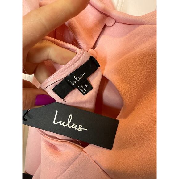 NWT Lulus Beaming Perfection Pink Pearl Organza Tie-Strap Mini Dress Party Sz S - Picture 5 of 7